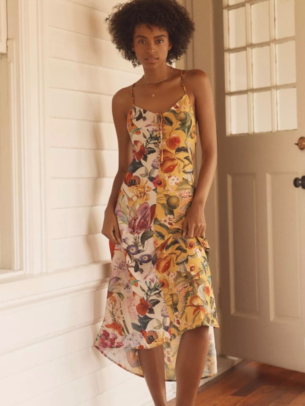 Anthropologie LyreBird Silky Slip Midi Dress